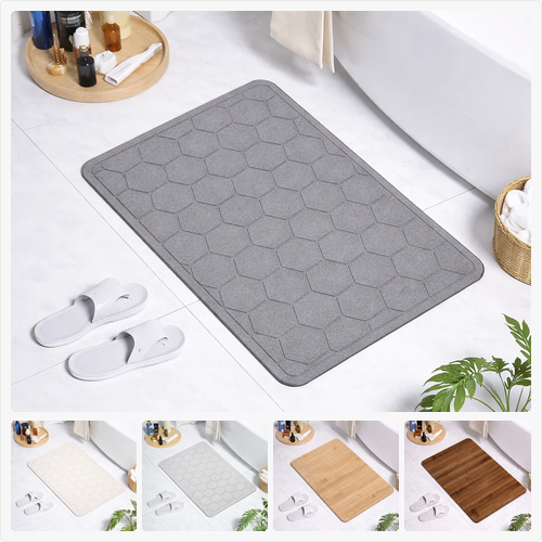 Tapete BathMat disponible en 5 colores: gris oscuro, gris claro, off white, bamboo claro y bamboo oscuro