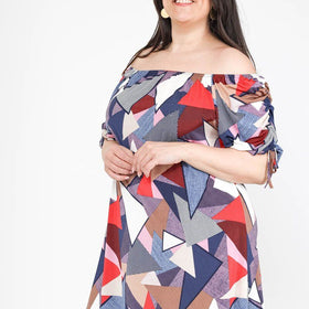 Bardot neckline tunic with bow sleeves i Stor Storlek