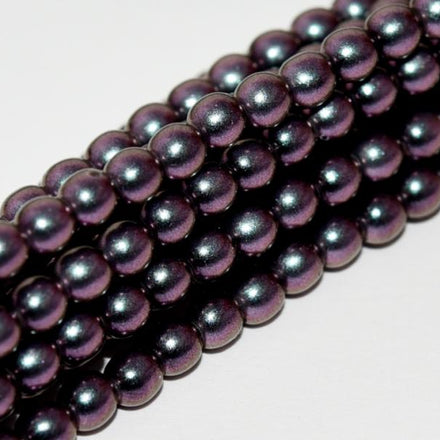 Tjeckiska vaxade glaspärlor - Polychrome Deep Purple 4mm 1 sträng