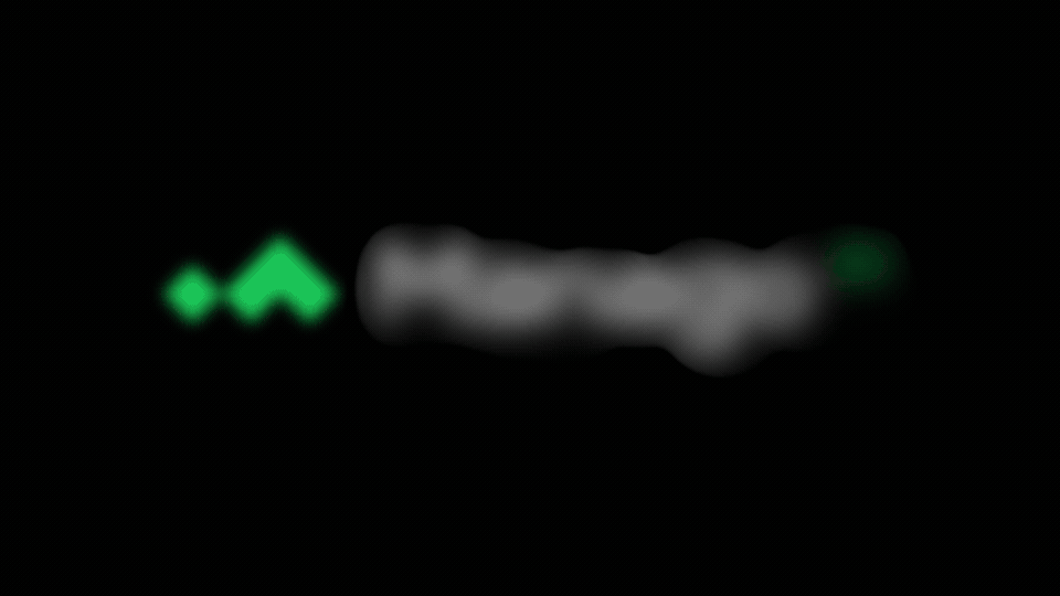 Repeating blurred green upward-arrow logo pattern on a black background arranged in a three-by-three grid