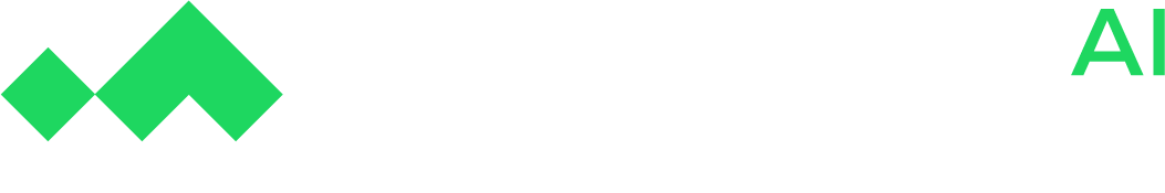 Green geometric logo with three connected diamond shapes forming stylised mountains and partial 'AI' text on white background