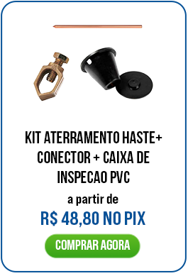 Kit aterramento haste 5/8 x 2,40 metros comercial Intelli + conector 5/8 + caixa de inspeção PVC cônica com tampa