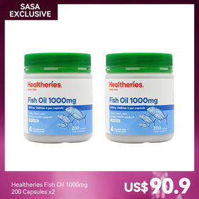 Healtheries Fish Oil 1000mg 200 Capsules x2