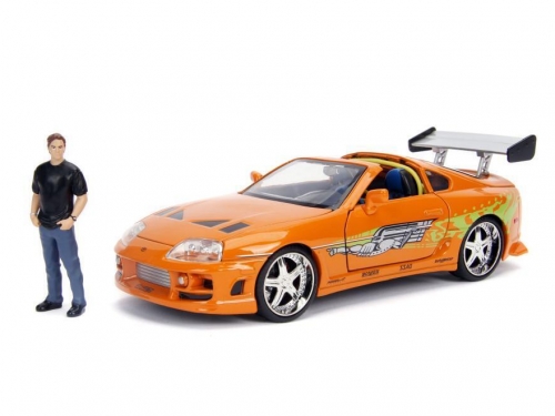 1/24 Toyota Supra 1995 оранжевый с фигуркой Брайана из Форсажа