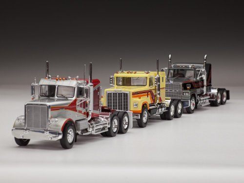 1/43 Короли американских дорог 80-х: International Transtar 4300 (1980) + Freightliner FLC 120 64 T (1977) + Ford LTL 9000 (1978)