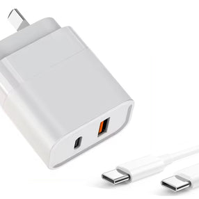 30W Superfast compatible Dual Wall Charger with USB-C to USB-C Cable