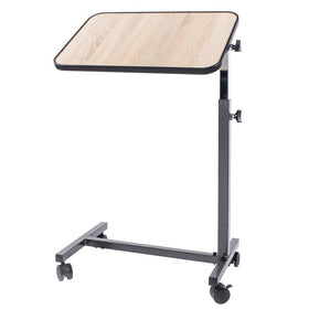 Sengebord med hjul i lyst træ