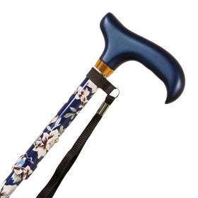Sammenklappelig stok - Blå med blomster