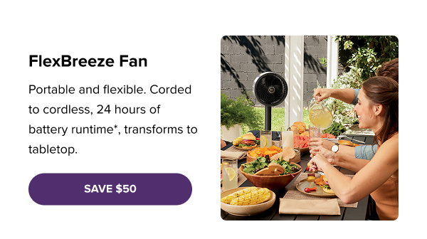 FlexBreeze Fan. Portable and flexible with 24hrs of battery runtime*