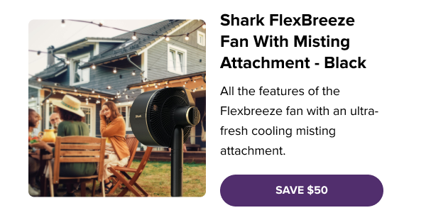 FlexBreeze Fan with Misting Attachment - Black, all the features of the FlexBreeze with an added Misting Attachment