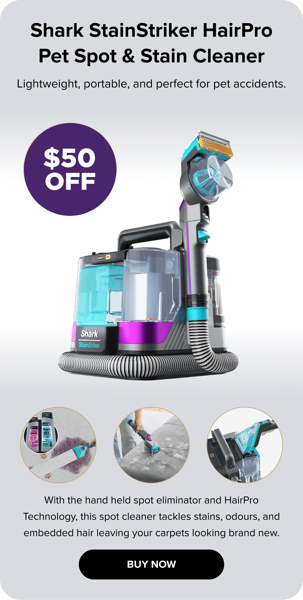Shark StainStriker HairPro Pet Spot & Stain Cleaner. Buy now