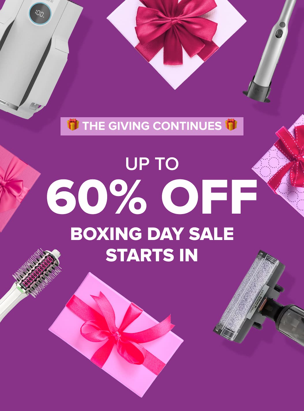 🎁 THE GIVING CONTINUES 🎁  UP TO 60% OFF BOXING DAY SALE STARTS IN   