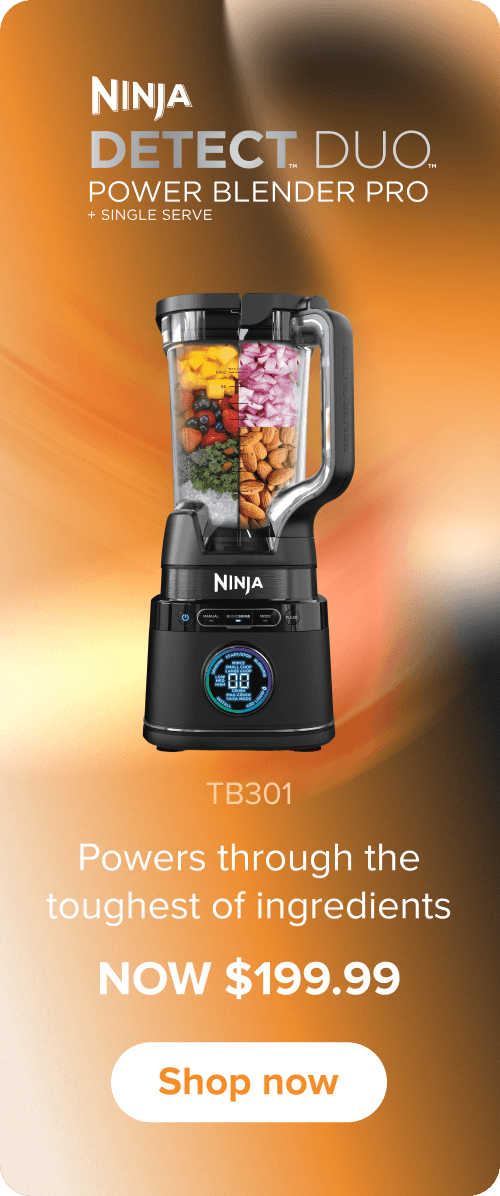 Ninja Detect Duo Power Blender Pro + Single Serve. TB301. Powers through the toughest of ingredients. Now $199.99.  Shop now.