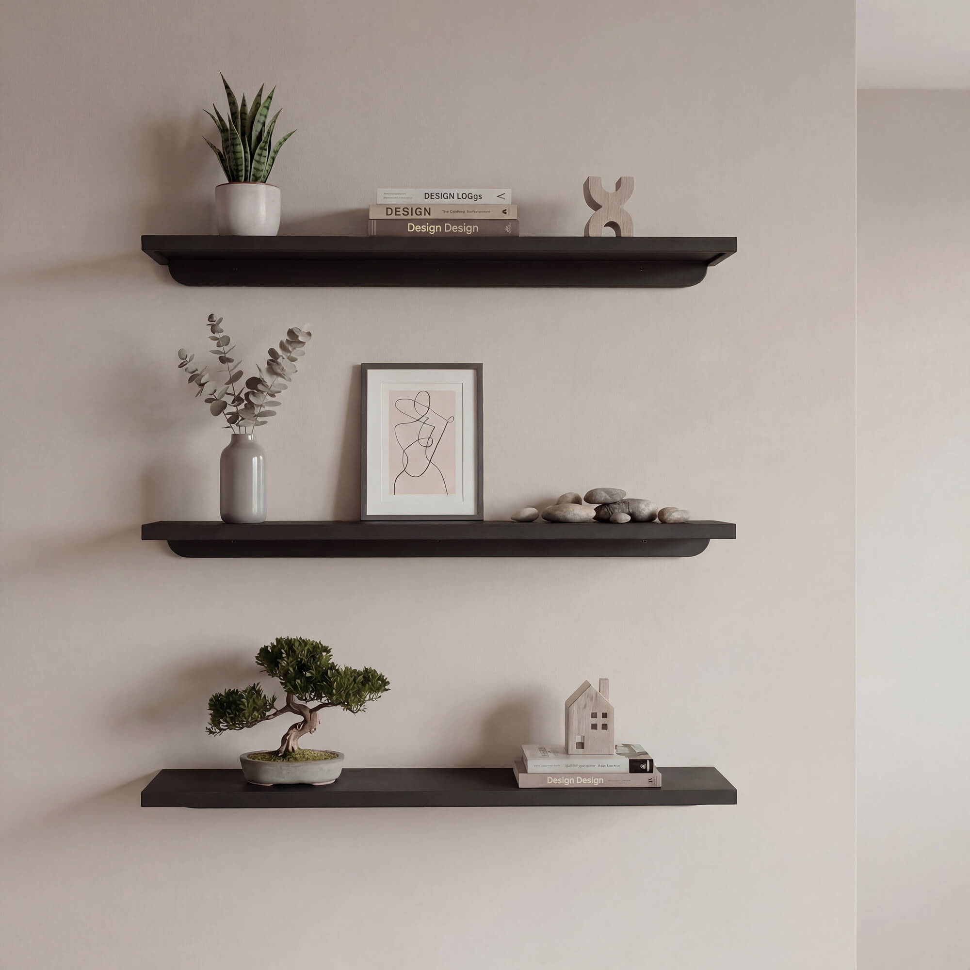 מדף עץ גרפיט