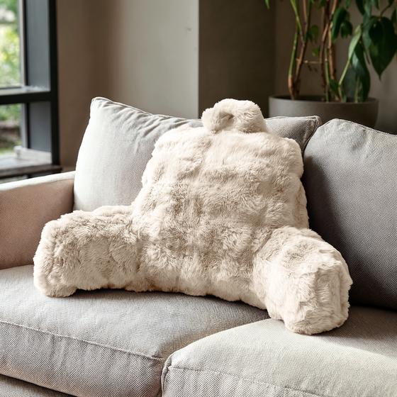 Comfortabel rugkussen Pom Pom Fur - crème-wit