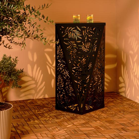 Bartafel met solarverlichting - zwart