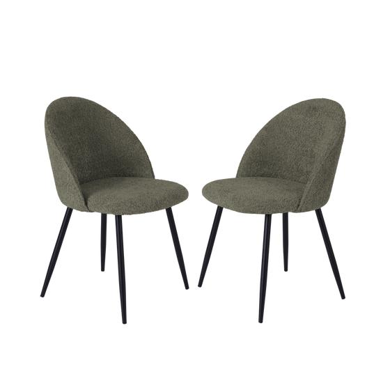 Stoelen bouclé - 2 stuks - Olive Green