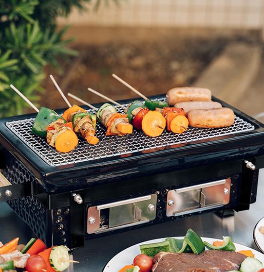 Keramische tafelbarbecue - zwart