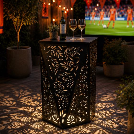 Bartafel met solarverlichting - zwart