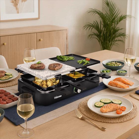 Tristar raclette- en gourmetset met steengrill