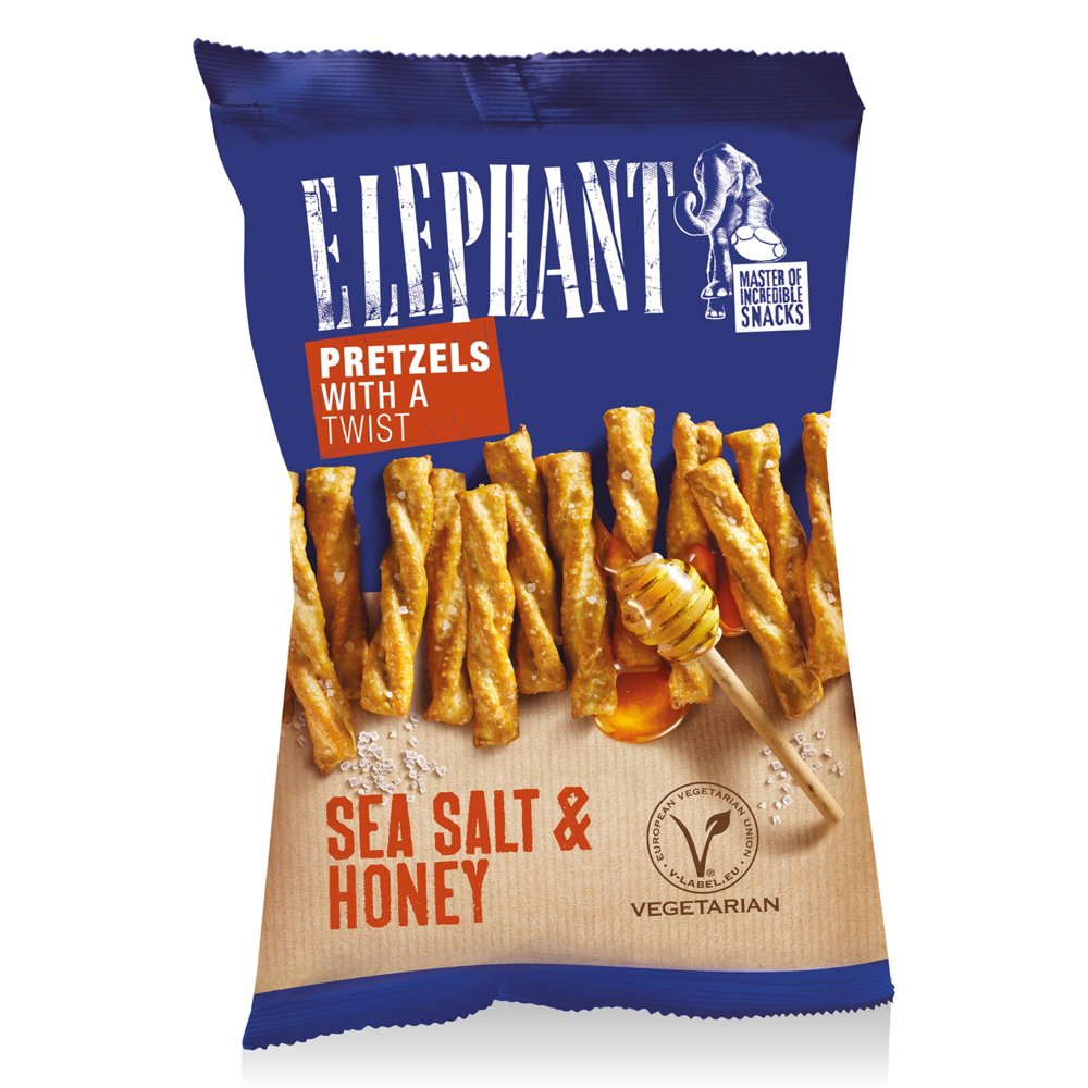 ELEPHANT Csavart perec, méz- és tengerisó-ízű, 70 g