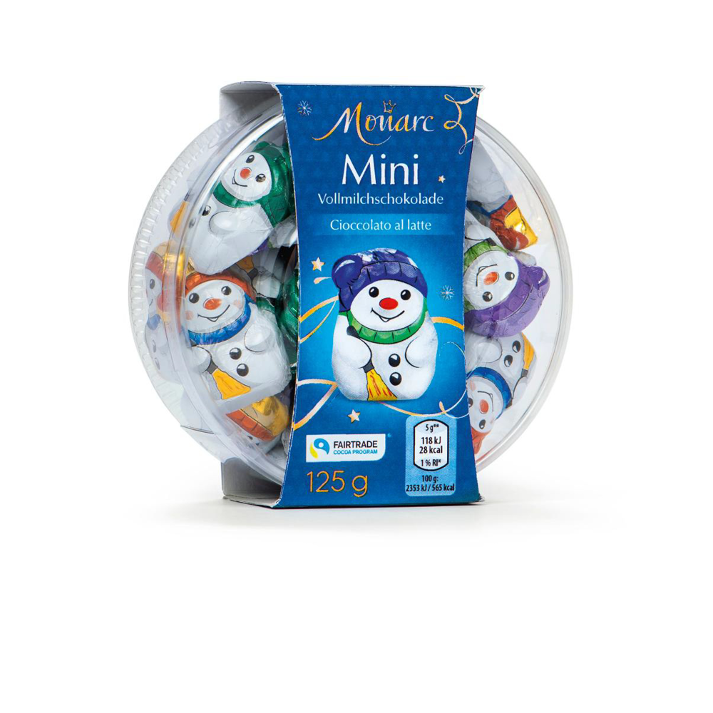 MONARC Karácsonyi csokoládéfigurák tejcsokoládé hóember, 125 g