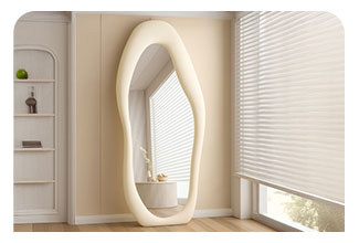 מראת גוף אמורפית ענקית 160X60 מסגרת קטיפה