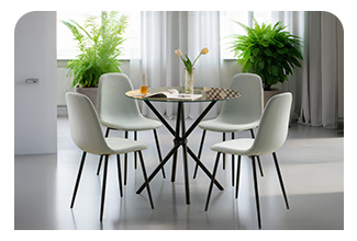 פינת אוכל Roy משלבת שולחן זכוכית מודרני עם 4 כיסאות