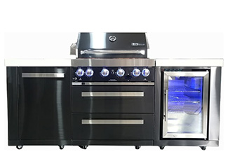 מטבח חוץ יוקרתי הכולל כירת צד + מקרר