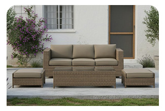 מערכת ישיבה לגינה תלת + שני הדומים דגם איביזה