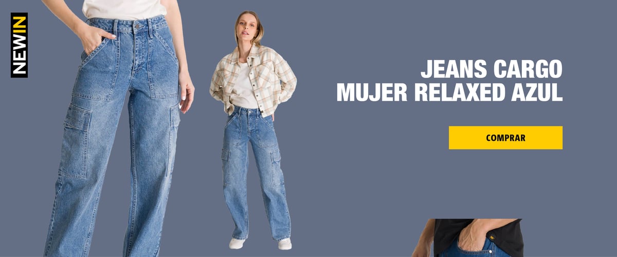 Jeans cargi mujer relaxed azul