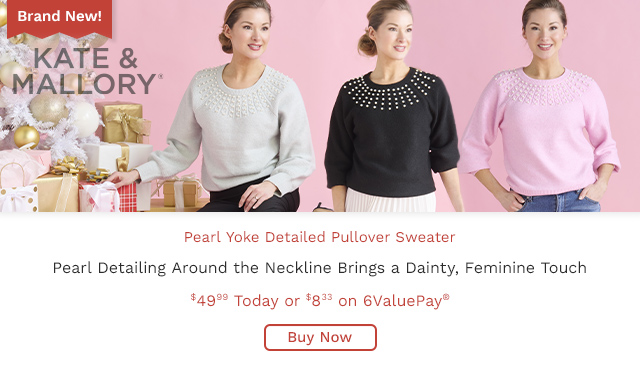 774-626 | Kate & Mallory® Pearl Yoke Detailed Pullover Sweater