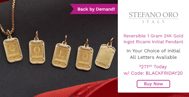 214-559 | Stefano Oro Reversible 1 Gram 24K Gold Ingot Ricami Initial Pendant