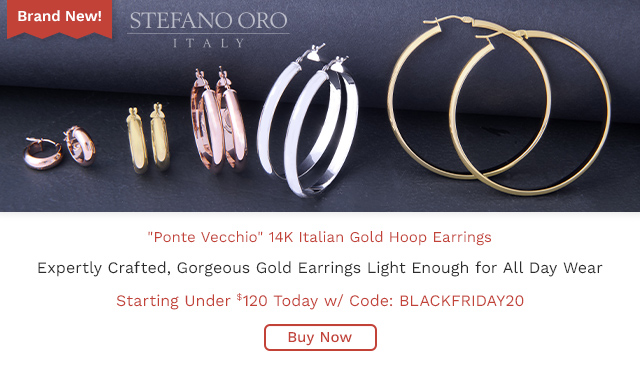 215-421 | Stefano Oro 14K Gold Tubing "Ponte Vecchio" Choice of Size Hoop Earrings