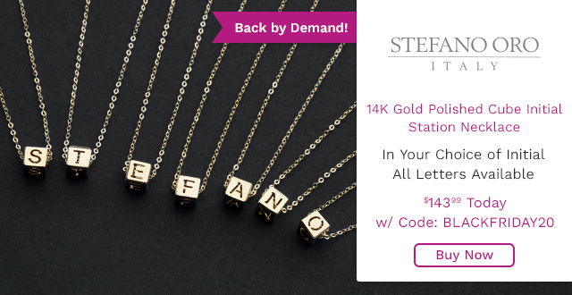 215-269 | Stefano Oro 14K Gold Polished Choice of Cube Initial Station Necklace