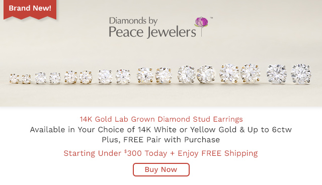 210-215 | Peace Jewelers 14K Gold Choice of Carat Weight Lab Grown Diamond Stud Earrings