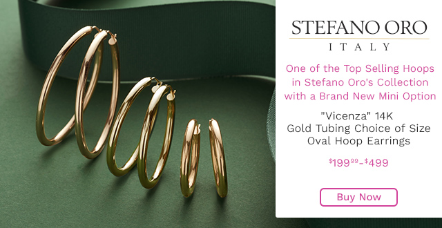 200-819 | Stefano Oro "Vicenza" 14K Gold Tubing Choice of Size Oval Hoop Earrings | $199-$499