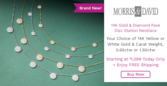 215-858 | Morris & David Choice of 14K Gold & Carat Weight Diamond Pave Disc Station Necklace