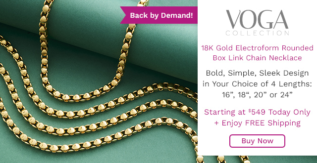 207-960 | VOGA Collection 18K Gold Electroform Rounded Box Link Chain Necklace