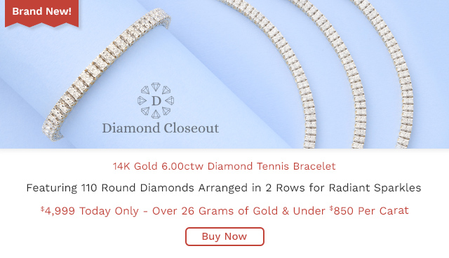 216-183 | CLOSEOUT 14K Gold 6.00ctw Diamond Tennis Bracelet, 26.2 grams