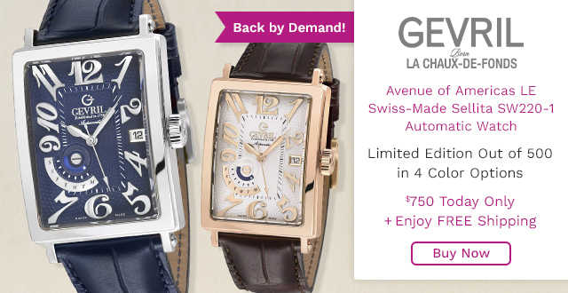 928-512 | Gevril Avenue of Americas LE Swiss Made Sellita SW220-1 Auto Watch