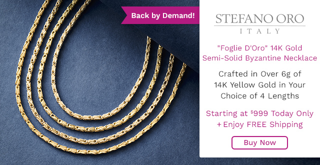 198-175 | Stefano Oro "Foglie D'Oro" 14K Gold Semi- Solid Byzantine Necklace