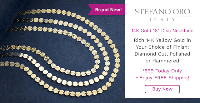 215-981 | Stefano Oro 14K Gold Choice of Finish 18" Disc Necklace