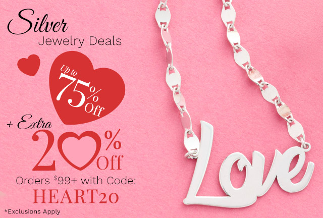 202-811 | Silver Jewelry Deals Up to 75% Off Extra 20% Off Orders $99+ with Code: HEART20