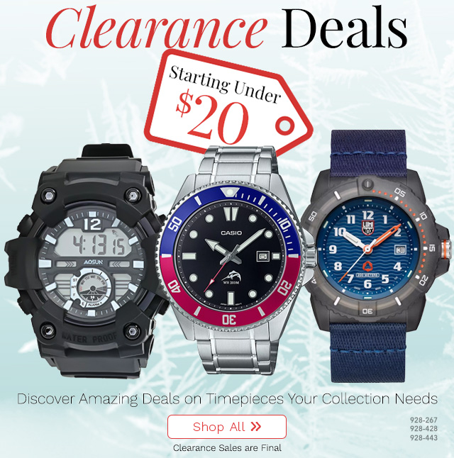 928-267, 928-428, 928-443 | Clearance Watches Starting Under $20 *Clearance Sales are Final