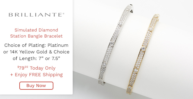 213-360 | Brilliante® Choice of Plating Simulated Diamond Station Bangle Bracelet