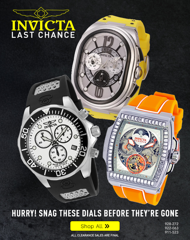 928-272, 922-063, 911-523 | Last Chance Invicta - All Clearance Sales are Final