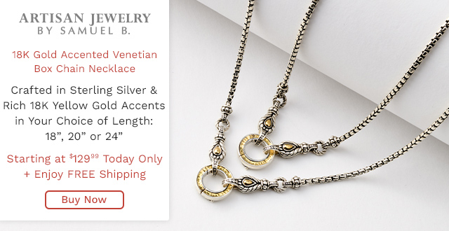 214-324 | Artisan Silver by Samuel B. 18K Gold Accented Venetian Box Chain Necklace