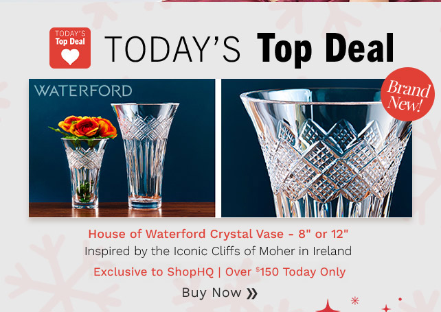 525-004 | Brand New House of Waterford Crystal Vase - 8" or 12" Inspired by the Iconic Cliffs of Moher in Ireland Exclusive to ShopHQ | $100 Off Today Only