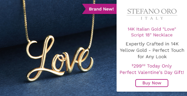 216-132 |  Stefano Oro 14K Gold Polished "Love" Script 18" Necklace, 1.9 grams